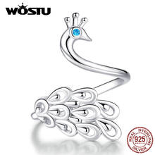 WOSTU New Fashion 100% 925 Sterling Silver Peacock Opening Rings For Women Adjustable Rings Wedding Luxury Jewelry CQR592 2024 - buy cheap