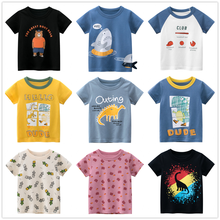 2021 verão bebê meninos roupas camisetas 100% algodão manga curta dinossauro tubarão dos desenhos animados crianças verão sob a camisa roupas 2-9 ano 2024 - compre barato