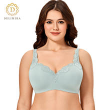 DELIMIRA Women's Smooth Full Coverage Lightly Padded Underwire No Show Supportive Lace T-shirt Bra Plus Size 2024 - buy cheap