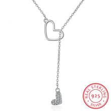 Colar de coração de zircônia ajustável, corrente curta com corrente, colar de prata esterlina 925 2024 - compre barato