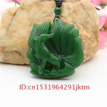Moda para regalos tallados de nueve colas, joyería de Jade, collar chino, colgante, amuleto de jadeíta de zorro de mano, verde, mujeres, hombres naturales 2024 - compra barato