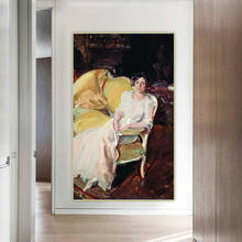 Citon Joaquin Sorolla《Clotilde sitting on the sofa》Canvas Art Oil Painting Artwork Picture Backdrop Wall Decor Home Decoration 2024 - buy cheap