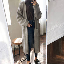 Suéter de punto suelto Harajuku para mujer, chaqueta de gran tamaño informal negra, cárdigan largo de moda de otoño, 2020 2024 - compra barato