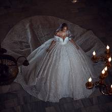 Великолепное белое платье бисером Роскошные свадебные платья Дубай кружево 3D цветок пушистые Бальные платья свадебная обувь в винтажном стиле, Vestidos De Novia 2024 - купить недорого