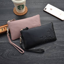 Designer Women Genuine Leather Slim Wallets Long Phone Pocket Small Clutch Bag Change Purse Female Original Leather Solid Wallet 2024 - buy cheap