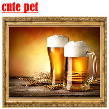 DIY puzzle Oat beer Diamond Embroidery painting puzzle 5d Full diamond painting square Rhinestone Mosaic diamond Cross Stitch 2024 - buy cheap