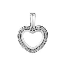 Brillante corazón flotante medallón Charm nuevas cuentas de moda para la fabricación de joyas de plata esterlina para mujer pulseras DIY 2024 - compra barato