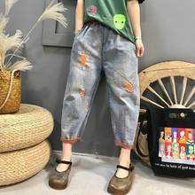 Spring Summer New Arts Style Women Vintage Patchwork Embroidery Ripped Jeans All-matched Casual Loose Denim Harem Pants S978 2024 - buy cheap