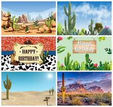 Laeacco Wild West Backdrops Desert Blooming Cactus Mountains Cowboy Baby Birthday Photography Backgrounds For Photo Studio Props 2024 - buy cheap