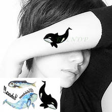 Waterproof Temporary Tattoo Stickers Blue Black Whale fake Tatto Flash Tatoo Tatouage Body Art Hand Back Foot for Girl Women Men 2024 - buy cheap