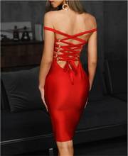 Vestido Bandage de rayón con espalda descubierta, vestido ceñido para fiesta de noche, rojo y negro de alta calidad 2024 - compra barato