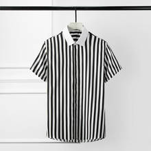 Minglu классические полосатые мужские рубашки тренд короткий рукав мужские платья рубашки Camisa Masculina мужские повседневные тонкие рубашки подходят плюс размер 4XL 2024 - купить недорого