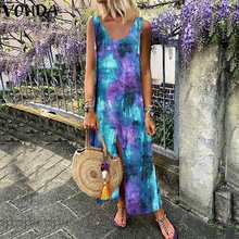 Bohemian Vintage Printed Maxi Long Dress Summer Dress Beach Sundress Plus Size VONDA 2021 Female Casual Loose Vestdiso S-5XL 2024 - buy cheap