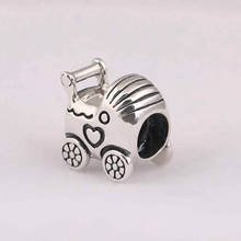 Аутентичные S925 стерлингового серебра DIY ювелирные изделия Шарм в виде детской коляски подходит леди браслет леди Подарочная бусина 2024 - купить недорого