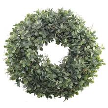 Artificial Green Leaves Wreath - 17.5 Inch Front Door Wreath Shell Grass Boxwood Wreath For Wall Window Party Decor 2024 - buy cheap