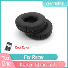 Yhcouldin almofada de orelha de couro, almofada de substituição para fones de ouvido razer kraken chroma 7.1 usb 2024 - compre barato