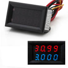 Voltímetro e amperímetro digital led, 4 bit, 0-33v, 0-3a, dc, display duplo, amp, voltímetro 2024 - compre barato