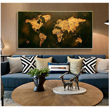 Vintage Golden World Map Picture Canvas Painting Decor Painting Oil Painting Modern Wall Art Picture Poster in Livingroom Home 2024 - buy cheap