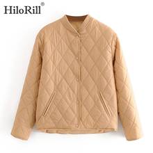 HiloRill Fashion Argyle Padded Jacket Women Long Sleeve Casual Outerwear Coat 2021 Autumn Winter Loose Jackets Female Tops 2024 - buy cheap