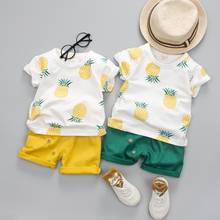 Conjunto de roupas infantis de algodão para meninos, roupas para bebês recém-nascidos de verão 2018, conjuntos de camisetas e roupas infantis curtas 2024 - compre barato