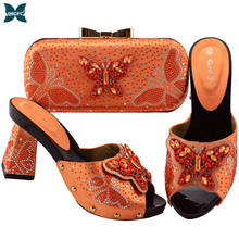 Zapatos y bolsos de diseño italiano para mujer, conjunto de zapatos y bolso de lujo para fiesta, Color naranja, novedad de 2020 2024 - compra barato