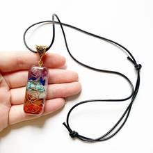 Pingente de chakra orgone reiki 7, colar com pingente de resina orgonita misturado, cristais de cura de energia 2024 - compre barato