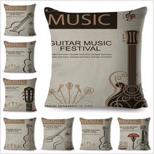 Simple Music Guitar Cushion Cover Decor Geometric Pillow Case for Sofa Car Home 45x45cm Polyester Pillowcase 2024 - buy cheap