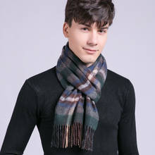 Bufanda de lana clásica para Hombre, chales de marca de lujo, bufandas a cuadros cálidas, moda Echarpe, Invierno 2024 - compra barato