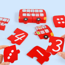 Crianças brinquedos educativos de madeira número cognitivo jigsaw número de carros de correspondência jigsaw educação precoce puzzle crianças brinquedos 2024 - compre barato