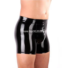 Cuecas masculinas de látex preto, cueca boxer sexy de borracha com zíper de duas vias, roupa íntima artesanal 2024 - compre barato