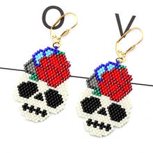 Fairywoo Big Skull Earrings Women Flower Jewelry For Lover Gifts Handmade Woven Drop Earrings Accessories Bulk Wholesale 2024 - buy cheap