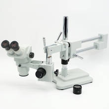¡FYSCOPE 3.35X-45X! Soporte de doble brazo BINOCULAR cabeza zoom estéreo microscopio + 144 Uds LED 2024 - compra barato