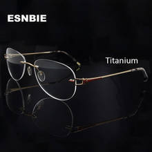 Montura de gafas de titanio sin montura para hombre y mujer, lentes ópticas para miopía, graduadas, de gran tamaño, a la moda 2024 - compra barato