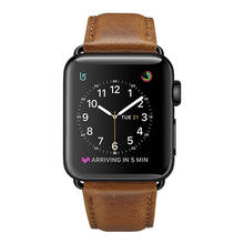 Correa de cuero auténtico para Apple Watch, correa de reloj marrón Vintage de 44mm, 40mm, 42mm y 38mm, serie 4, 3, 2 y 1 2024 - compra barato