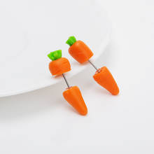 Brincos argila polímero 3d enfeite de cenoura para meninas presentes para crianças joias festivas comida de páscoa laranja brincos de amuleto 2024 - compre barato