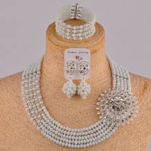 pretty white and clear ab nigerian wedding african beads jewelry set crystal 5JZ-07 2024 - buy cheap