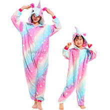 Pijama de franela con dibujos de animales para hombre y mujer, Mono de fiesta familiar, ropa de casa, mono de oso y gato de punto de unicornio para adulto 2024 - compra barato