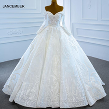 J67206 jancember branco vestido de casamento 2020 sequined querida bordados apliques rendas até volta bola vestido 2024 - compre barato