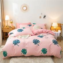 Conjunto de cama rosa com fronha, 220x240, capa de edredom com fronha, 200x230, capa de edredom com folhas verdes padrão king size 2024 - compre barato