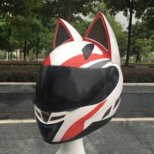 Casco de motocicleta de NITRINOS para mujer, protector de cara completa con orejas de gato encantadoras, diseño de personalidad, de seguridad, novedad 2024 - compra barato