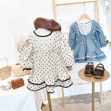 Gooporson Spring Kids Clothes Dots Lace Long Sleeve Princess Dress Fashion Korean Little Girls Costume Party Birthday Vestidos 2024 - buy cheap