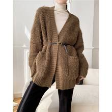 ~Quality wool thickened sweater cardigan coat women's autumn and winter new lazy soft waxy loose sweater 2024 - buy cheap