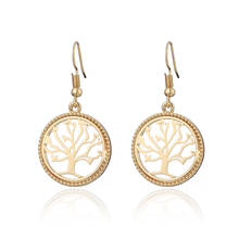Rose Gold Color Hollow Tree Of Life Earrings Simple Design Fashion Trendy Earrings For Women Fashion Jewelry Accessories 2024 - buy cheap