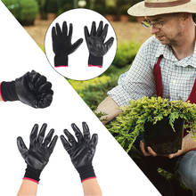 Рабочие перчатки, 1 пара, для двора, для прогулок, охоты, сада, перчатки, прочные, черный нейлон + ПУ покрытие, многофункциональное растение 2024 - купить недорого