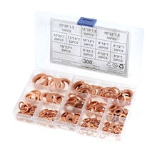 300pcs/box copper Washer Gasket Nut and Bolt Set Flat Ring Seal Assortment Kit with Box M5/M6/M8/M10/M12/M14 for Sump Plugs 2024 - buy cheap