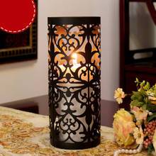 Black Iron Table Candle Holder Metal Lantern Vintage Romantic Dinner Candle Holder Moroccan Farol Portavelas Candlestick 2024 - buy cheap
