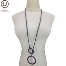 UKEBAY New Long Necklaces Purple Rubber Sweater Chain For Women Round Pendant Necklace Handmade Big Jewelry Necklace Wholesale 2024 - buy cheap