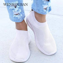 Women Sneaker Air Mesh Soft Female Knitted Vulcanized Shoes Casual Slip On Ladies Flat Shoes Walking Footwear Women Shoes 2021 2024 - buy cheap