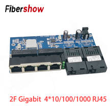 Gigabit ethernet switch fibra óptica conversor de mídia 4 rj45 2 10/100/1000m utp 2f4e porto pcb 2024 - compre barato