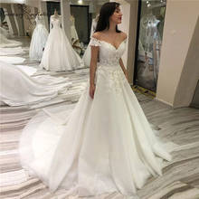 Luxury Princess Wedding Dress 2020 Off Shoulder Bridal Gowns Lace Appliques Pearls Lace Up Ball Gown Plus Size Bride Dresses 2024 - buy cheap
